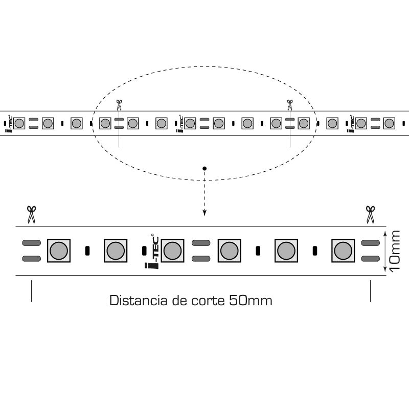 Tira LED por metros 15w/m 180LED/m 450lm/m IP65 15mm 220v