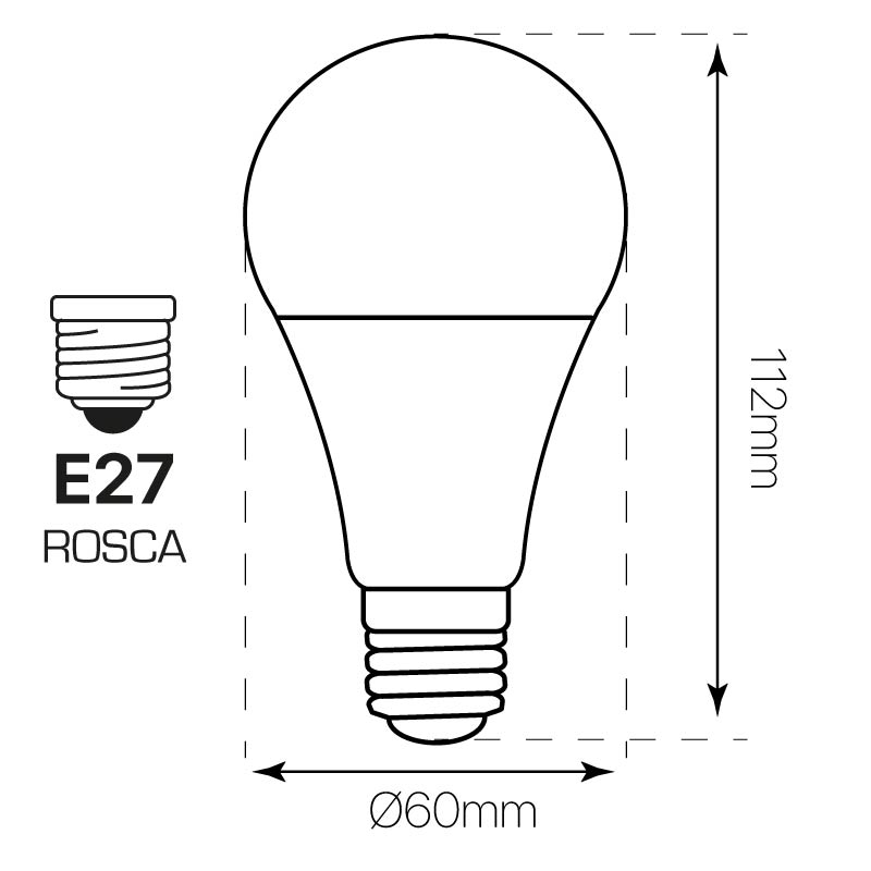 Bombilla led E27 9w luz blanca fría 6400k economizadora de energía A+ 85%  100 mm