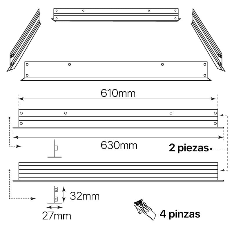 Marco Superficie Panel LED 60 x 60. Marco Blanco.